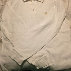Brooks Brothers 346 Slim Fit Long Sleeve Polo - White - Size M